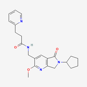 N-[(6-cyclopentyl-2-methoxy-5-oxo-6,7-dihydro-5H-pyrrolo[3,4-b]pyridin-3-yl)methyl]-3-pyridin-2-ylpropanamide