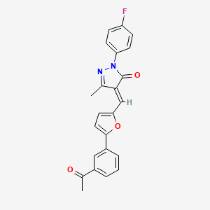 (4E)-4-[[5-(3-acetylphenyl)furan-2-yl]methylidene]-2-(4-fluorophenyl)-5-methylpyrazol-3-one