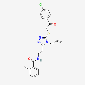 N-[2-[5-[2-(4-chlorophenyl)-2-oxoethyl]sulfanyl-4-prop-2-enyl-1,2,4-triazol-3-yl]ethyl]-2-methylbenzamide