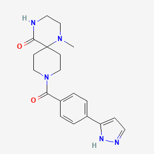 1-methyl-9-[4-(1H-pyrazol-5-yl)benzoyl]-1,4,9-triazaspiro[5.5]undecan-5-one