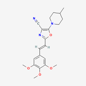 5-(4-methyl-1-piperidinyl)-2-[2-(3,4,5-trimethoxyphenyl)vinyl]-1,3-oxazole-4-carbonitrile