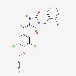 (5E)-5-[3,5-dichloro-4-(prop-2-yn-1-yloxy)benzylidene]-3-(2-fluorobenzyl)imidazolidine-2,4-dione