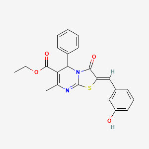 molecular formula C23H20N2O4S B5391824 ethyl 2-(3-hydroxybenzylidene)-7-methyl-3-oxo-5-phenyl-2,3-dihydro-5H-[1,3]thiazolo[3,2-a]pyrimidine-6-carboxylate 