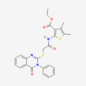 molecular formula C25H23N3O4S2 B5392238 ethyl 4,5-dimethyl-2-({[(4-oxo-3-phenyl-3,4-dihydro-2-quinazolinyl)thio]acetyl}amino)-3-thiophenecarboxylate 