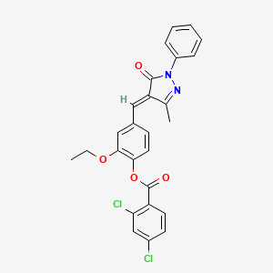 [2-ethoxy-4-[(E)-(3-methyl-5-oxo-1-phenylpyrazol-4-ylidene)methyl]phenyl] 2,4-dichlorobenzoate