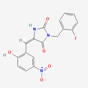 (5E)-3-(2-fluorobenzyl)-5-(2-hydroxy-5-nitrobenzylidene)imidazolidine-2,4-dione