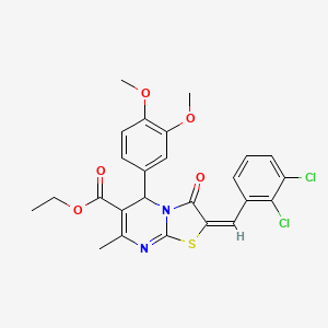 ethyl (2E)-2-[(2,3-dichlorophenyl)methylidene]-5-(3,4-dimethoxyphenyl)-7-methyl-3-oxo-5H-[1,3]thiazolo[3,2-a]pyrimidine-6-carboxylate