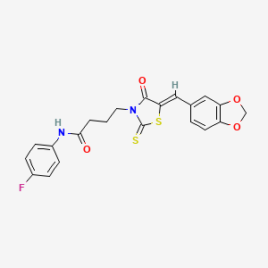 4-[5-(1,3-benzodioxol-5-ylmethylene)-4-oxo-2-thioxo-1,3-thiazolidin-3-yl]-N-(4-fluorophenyl)butanamide