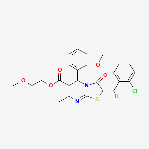 2-methoxyethyl (2E)-2-[(2-chlorophenyl)methylidene]-5-(2-methoxyphenyl)-7-methyl-3-oxo-5H-[1,3]thiazolo[3,2-a]pyrimidine-6-carboxylate