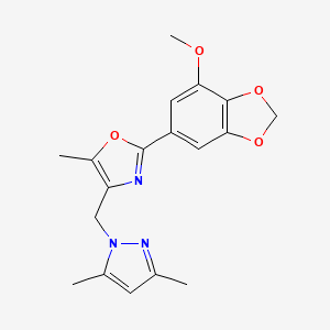 4-[(3,5-dimethyl-1H-pyrazol-1-yl)methyl]-2-(7-methoxy-1,3-benzodioxol-5-yl)-5-methyl-1,3-oxazole