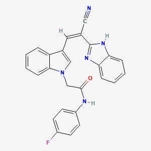 2-[3-[(Z)-2-(1H-benzimidazol-2-yl)-2-cyanoethenyl]indol-1-yl]-N-(4-fluorophenyl)acetamide