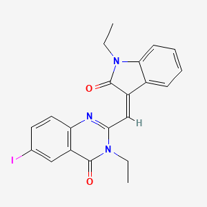 3-ETHYL-2-{[(3Z)-1-ETHYL-2-OXO-2,3-DIHYDRO-1H-INDOL-3-YLIDENE]METHYL}-6-IODO-3,4-DIHYDROQUINAZOLIN-4-ONE