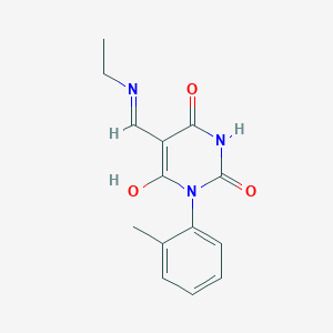 5-[(E)-1-(ETHYLAMINO)METHYLIDENE]-1-(2-METHYLPHENYL)-2,4,6(1H,3H,5H)-PYRIMIDINETRIONE