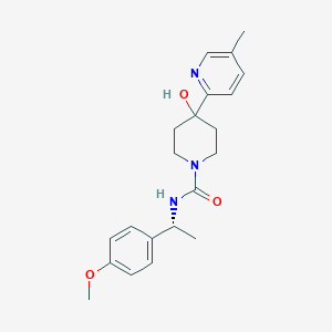 molecular formula C21H27N3O3 B5393131 4-hydroxy-N-[(1R)-1-(4-methoxyphenyl)ethyl]-4-(5-methylpyridin-2-yl)piperidine-1-carboxamide 