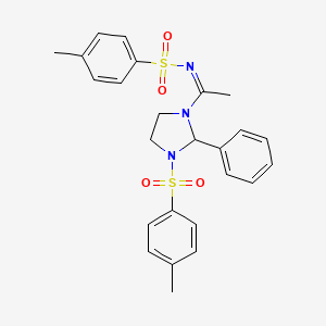 molecular formula C25H27N3O4S2 B5393207 4-methyl-N-[(1Z)-1-{3-[(4-methylphenyl)sulfonyl]-2-phenylimidazolidin-1-yl}ethylidene]benzenesulfonamide 