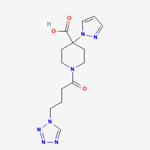 molecular formula C14H19N7O3 B5393226 4-(1H-pyrazol-1-yl)-1-[4-(1H-tetrazol-1-yl)butanoyl]piperidine-4-carboxylic acid 