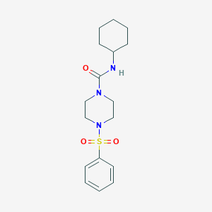 molecular formula C17H25N3O3S B5393308 4-(benzenesulfonyl)-N-cyclohexylpiperazine-1-carboxamide 