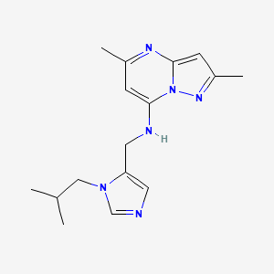 molecular formula C16H22N6 B5393311 N-[(1-isobutyl-1H-imidazol-5-yl)methyl]-2,5-dimethylpyrazolo[1,5-a]pyrimidin-7-amine 