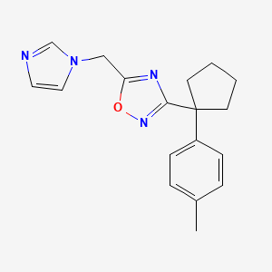 molecular formula C18H20N4O B5393325 5-(1H-imidazol-1-ylmethyl)-3-[1-(4-methylphenyl)cyclopentyl]-1,2,4-oxadiazole 