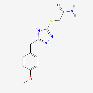 molecular formula C13H16N4O2S B5393381 2-{[5-(4-methoxybenzyl)-4-methyl-4H-1,2,4-triazol-3-yl]sulfanyl}acetamide 