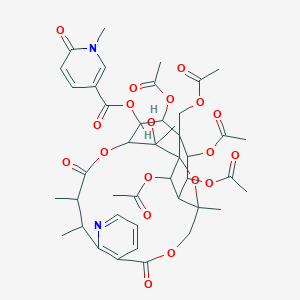 molecular formula C43H50N2O19 B053934 [19,21,22,24-四乙酰氧基-20-(乙酰氧基甲基)-25-羟基-3,13,14,25-四甲基-6,15-二氧代-2,5,16-三氧杂-11-氮杂五环[15.7.1.01,20.03,23.07,12]二十五-7(12),8,10-三烯-18-基] 1-甲基-6-氧代吡啶-3-羧酸酯 CAS No. 125227-50-1