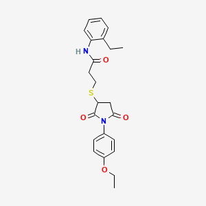 3-[1-(4-ethoxyphenyl)-2,5-dioxopyrrolidin-3-yl]sulfanyl-N-(2-ethylphenyl)propanamide