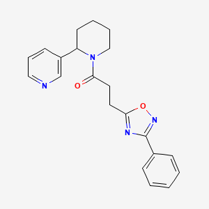 molecular formula C21H22N4O2 B5393460 3-{1-[3-(3-phenyl-1,2,4-oxadiazol-5-yl)propanoyl]-2-piperidinyl}pyridine 