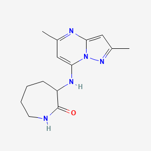 molecular formula C14H19N5O B5393463 3-[(2,5-dimethylpyrazolo[1,5-a]pyrimidin-7-yl)amino]-2-azepanone 