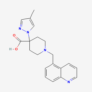 molecular formula C20H22N4O2 B5393590 4-(4-methyl-1H-pyrazol-1-yl)-1-(quinolin-5-ylmethyl)piperidine-4-carboxylic acid 