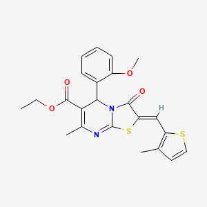 molecular formula C23H22N2O4S2 B5393655 ethyl (2Z)-5-(2-methoxyphenyl)-7-methyl-2-[(3-methylthiophen-2-yl)methylidene]-3-oxo-5H-[1,3]thiazolo[3,2-a]pyrimidine-6-carboxylate 