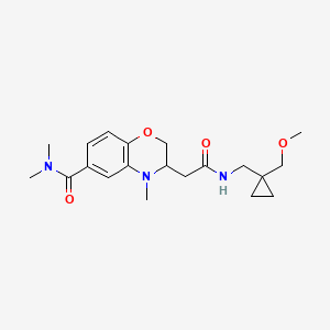 molecular formula C20H29N3O4 B5393658 3-[2-({[1-(methoxymethyl)cyclopropyl]methyl}amino)-2-oxoethyl]-N,N,4-trimethyl-3,4-dihydro-2H-1,4-benzoxazine-6-carboxamide 