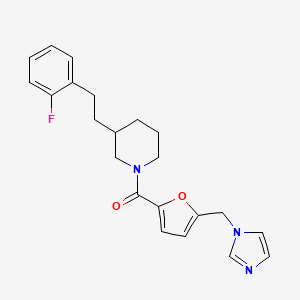 molecular formula C22H24FN3O2 B5393665 3-[2-(2-fluorophenyl)ethyl]-1-[5-(1H-imidazol-1-ylmethyl)-2-furoyl]piperidine 