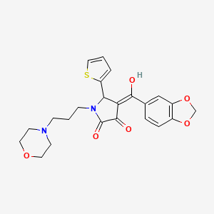 molecular formula C23H24N2O6S B5393725 4-(1,3-benzodioxol-5-ylcarbonyl)-3-hydroxy-1-[3-(4-morpholinyl)propyl]-5-(2-thienyl)-1,5-dihydro-2H-pyrrol-2-one 