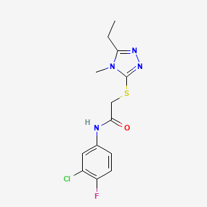 molecular formula C13H14ClFN4OS B5393807 N-(3-chloro-4-fluorophenyl)-2-[(5-ethyl-4-methyl-4H-1,2,4-triazol-3-yl)sulfanyl]acetamide 