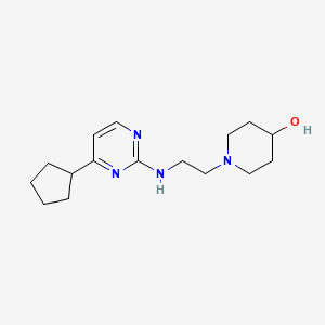 molecular formula C16H26N4O B5393832 1-{2-[(4-cyclopentylpyrimidin-2-yl)amino]ethyl}piperidin-4-ol 