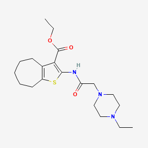 molecular formula C20H31N3O3S B5393877 ethyl 2-{[(4-ethyl-1-piperazinyl)acetyl]amino}-5,6,7,8-tetrahydro-4H-cyclohepta[b]thiophene-3-carboxylate 