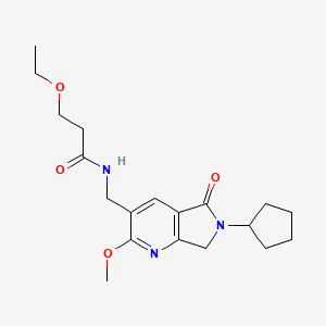 molecular formula C19H27N3O4 B5393889 N-[(6-cyclopentyl-2-methoxy-5-oxo-6,7-dihydro-5H-pyrrolo[3,4-b]pyridin-3-yl)methyl]-3-ethoxypropanamide 