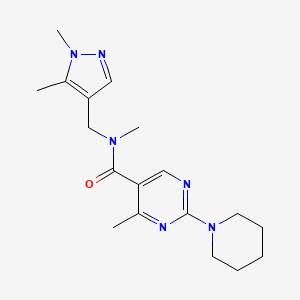 molecular formula C18H26N6O B5393915 N-[(1,5-dimethyl-1H-pyrazol-4-yl)methyl]-N,4-dimethyl-2-piperidin-1-ylpyrimidine-5-carboxamide 