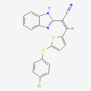 molecular formula C20H12ClN3S2 B5393922 (Z)-2-(1H-benzimidazol-2-yl)-3-[5-(4-chlorophenyl)sulfanylthiophen-2-yl]prop-2-enenitrile 