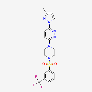 molecular formula C19H19F3N6O2S B5393951 3-(3-methyl-1H-pyrazol-1-yl)-6-(4-{[3-(trifluoromethyl)phenyl]sulfonyl}-1-piperazinyl)pyridazine 