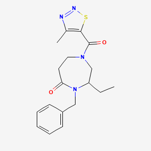 molecular formula C18H22N4O2S B5394004 4-benzyl-3-ethyl-1-[(4-methyl-1,2,3-thiadiazol-5-yl)carbonyl]-1,4-diazepan-5-one 