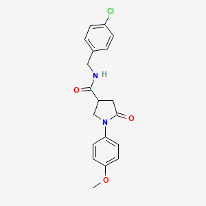 molecular formula C19H19ClN2O3 B5394011 N-[(4-chlorophenyl)methyl]-1-(4-methoxyphenyl)-5-oxopyrrolidine-3-carboxamide 