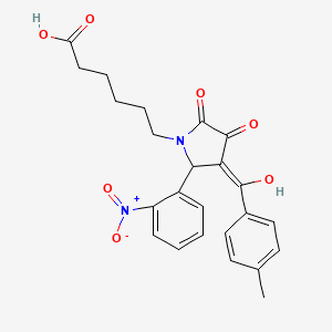 6-[(3Z)-3-[hydroxy-(4-methylphenyl)methylidene]-2-(2-nitrophenyl)-4,5-dioxopyrrolidin-1-yl]hexanoic acid