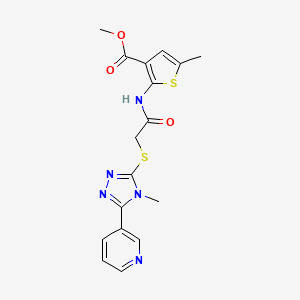 molecular formula C17H17N5O3S2 B5394081 methyl 5-methyl-2-[({[4-methyl-5-(3-pyridinyl)-4H-1,2,4-triazol-3-yl]thio}acetyl)amino]-3-thiophenecarboxylate 