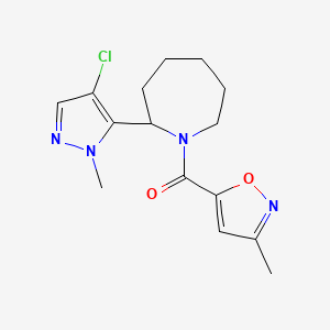 molecular formula C15H19ClN4O2 B5394109 2-(4-chloro-1-methyl-1H-pyrazol-5-yl)-1-[(3-methyl-5-isoxazolyl)carbonyl]azepane 