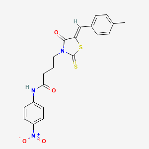 molecular formula C21H19N3O4S2 B5394111 4-[5-(4-methylbenzylidene)-4-oxo-2-thioxo-1,3-thiazolidin-3-yl]-N-(4-nitrophenyl)butanamide 