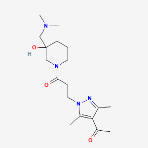 molecular formula C18H30N4O3 B5394130 1-[1-(3-{3-[(dimethylamino)methyl]-3-hydroxy-1-piperidinyl}-3-oxopropyl)-3,5-dimethyl-1H-pyrazol-4-yl]ethanone 