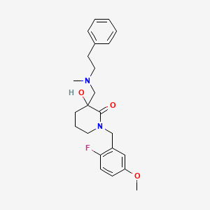 molecular formula C23H29FN2O3 B5394137 1-(2-fluoro-5-methoxybenzyl)-3-hydroxy-3-{[methyl(2-phenylethyl)amino]methyl}piperidin-2-one 