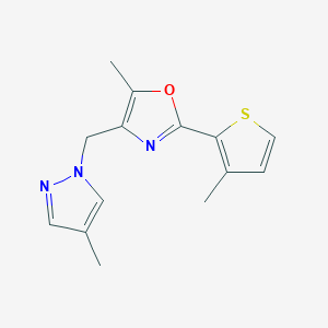 molecular formula C14H15N3OS B5394172 5-methyl-4-[(4-methyl-1H-pyrazol-1-yl)methyl]-2-(3-methyl-2-thienyl)-1,3-oxazole 