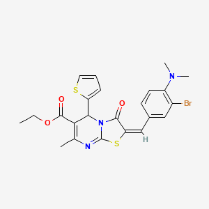 ethyl (2E)-2-[[3-bromo-4-(dimethylamino)phenyl]methylidene]-7-methyl-3-oxo-5-thiophen-2-yl-5H-[1,3]thiazolo[3,2-a]pyrimidine-6-carboxylate